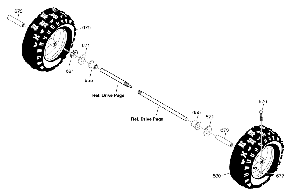 Wheels Diagram and Parts List for 627117X43A 2004 Briggs and Stratton Snow Blower